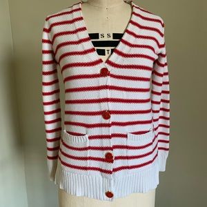 Gap Kids Beige/Red Striped Knit Cardigan Sweater